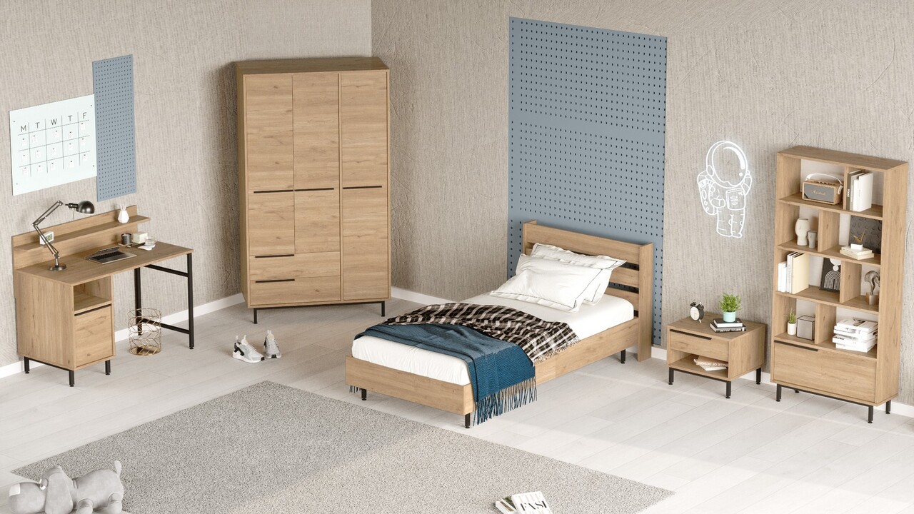 Set dormitor pentru copii, Locelso, ON25-S, Stejar - 2 | YEO