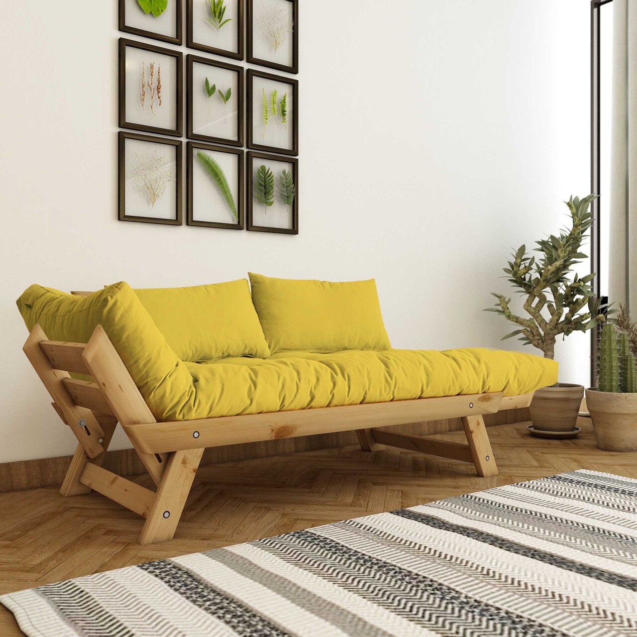 Canapea de gradina cu 2 locuri, Hanah Home, CPT8169-210, Natural / Galben - view 2