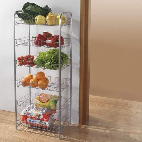 Etajera cu 6 rafturi slim de luxe, metaltex, 41 x 23 x 51 cm, metal/invelis din plastic ldpe