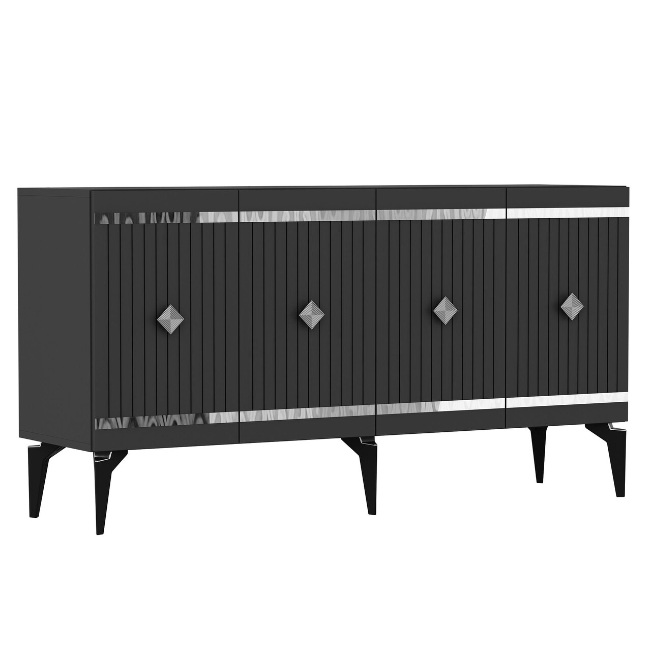 Consola, Hanah Home, Lenora, 150x79x40 cm, PAL , Antracit / Argintiu - view 6