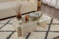 Masuta de cafea, Nordure, Flavio, 105x30x65 cm, Sticla temperata , Travertin
