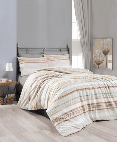Lenjerie de pat pentru o persoana, cream, life style, bumbac ranforce