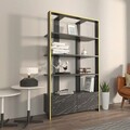 Corp biblioteca, Zena Home, Elena, 93.6x160x31.5 cm, PAL, Negru / Marmură