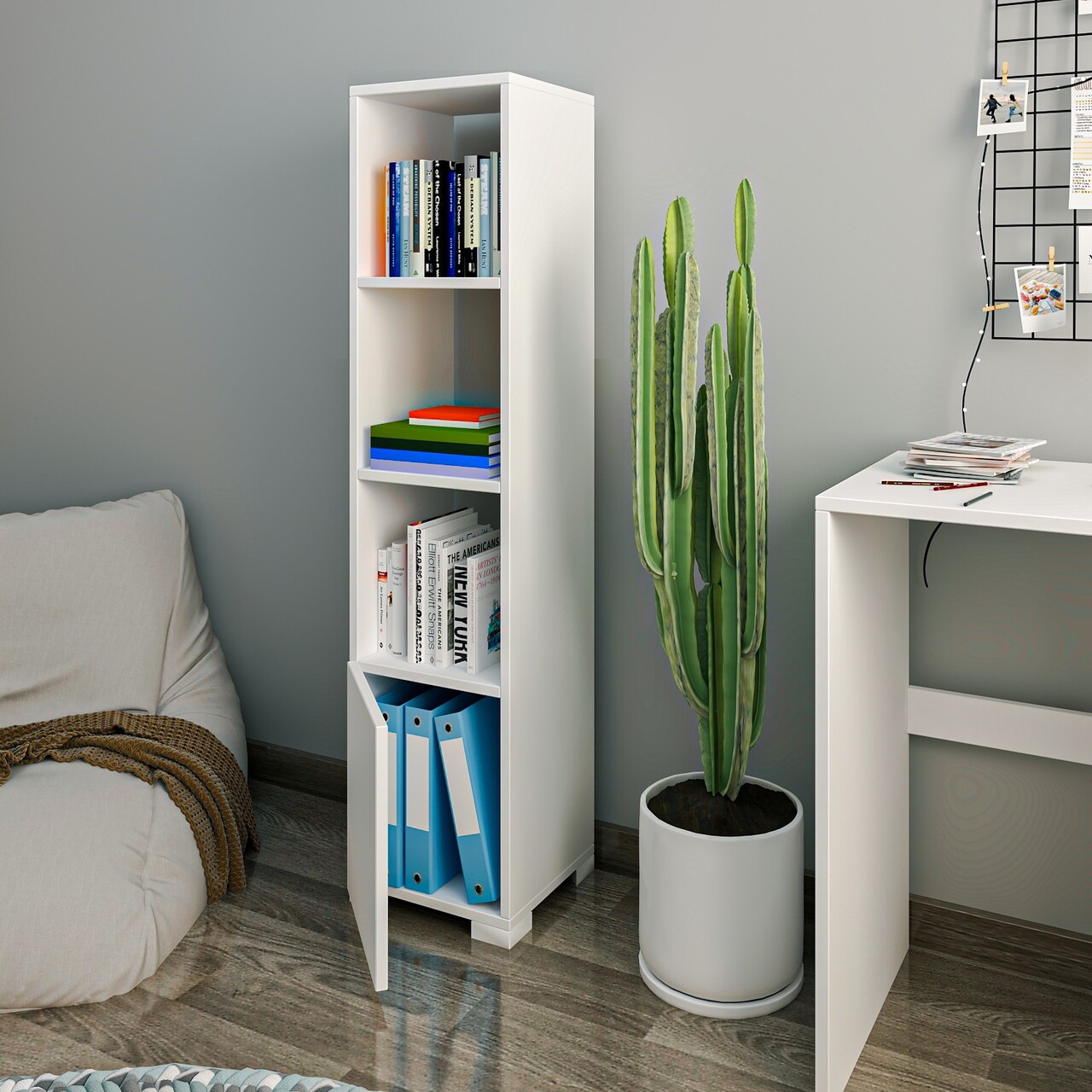 Corp biblioteca, Inarch, Kuzey, 31x136x29.6 cm, PAL, Alb - 1 | YEO