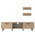 Comoda TV cu 2 rafturi, Wren, M48 - 1044, pal melaminat, nuc