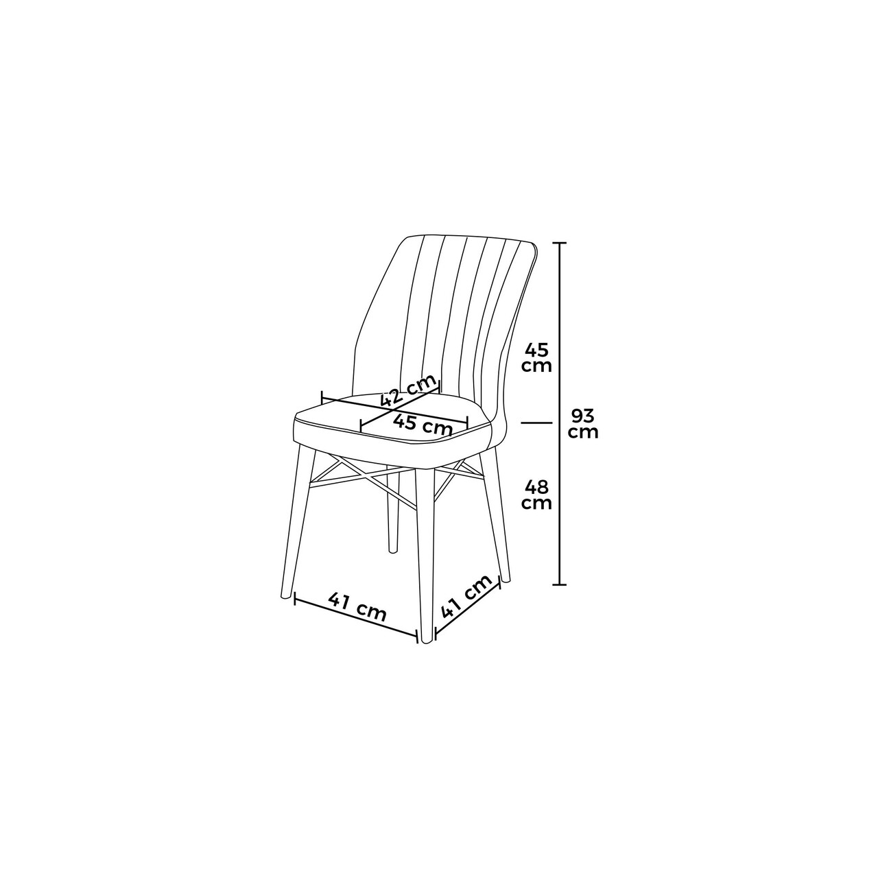 Set scaune 4 piese, Hanah Home, Nuna, Gri/Negru - view 3