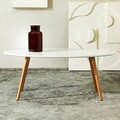 Masuta de cafea Travesa, Homla, 110x60x45 cm, lemn/MDF, alb/natur