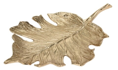 Platou Leaf VAK-1875, 24x21x5 cm, aluminiu, auriu