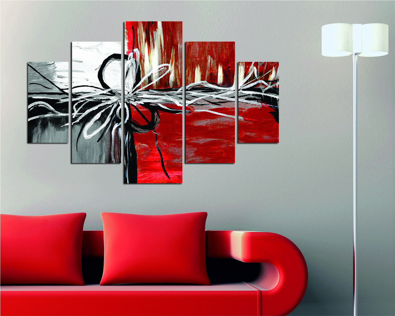 Set 5 tablouri decorative, ST148, MDF , 56 x 20 cm, Multicolor