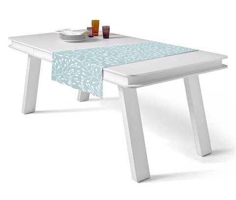 Traversa de masa rnnr-002, kitchen love, 40x140 cm, poliester, albastru