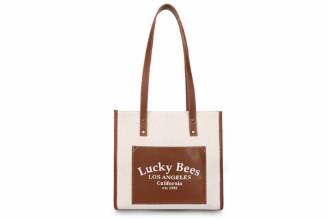 Geanta, Lucky Bees, 376 Brown Cream, piele ecologica, crem/maro Lucky Bees