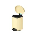 Cos de gunoi cu pedala, Brabantia, NewIcon Mellow Yellow, 5 L, 27.2x20.5x29.1 cm, otel, galben pastel