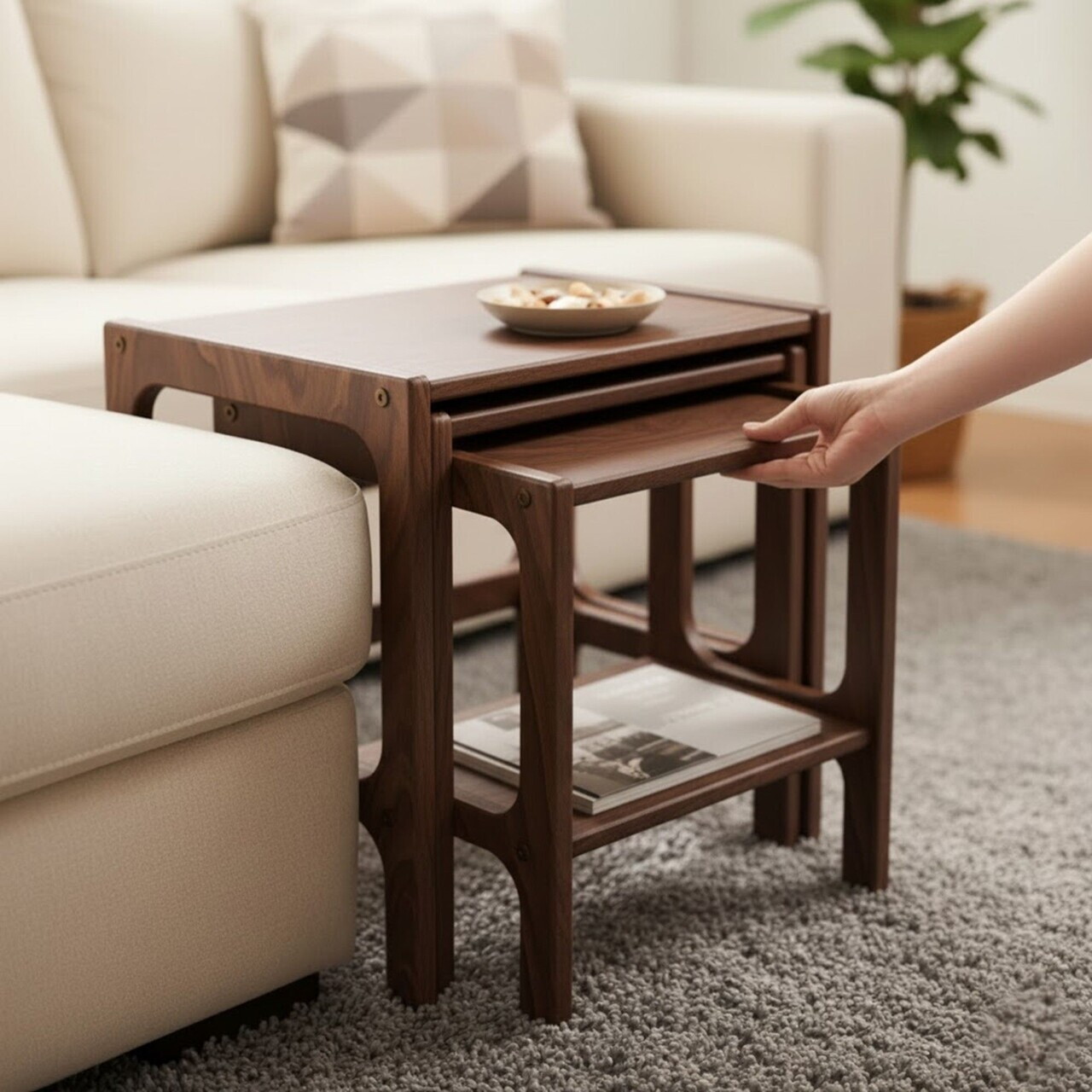 Set masute 3 piese, Hanah Home, CPT4792-50, PLACAJ CARPEN, Maro — imaginea 4