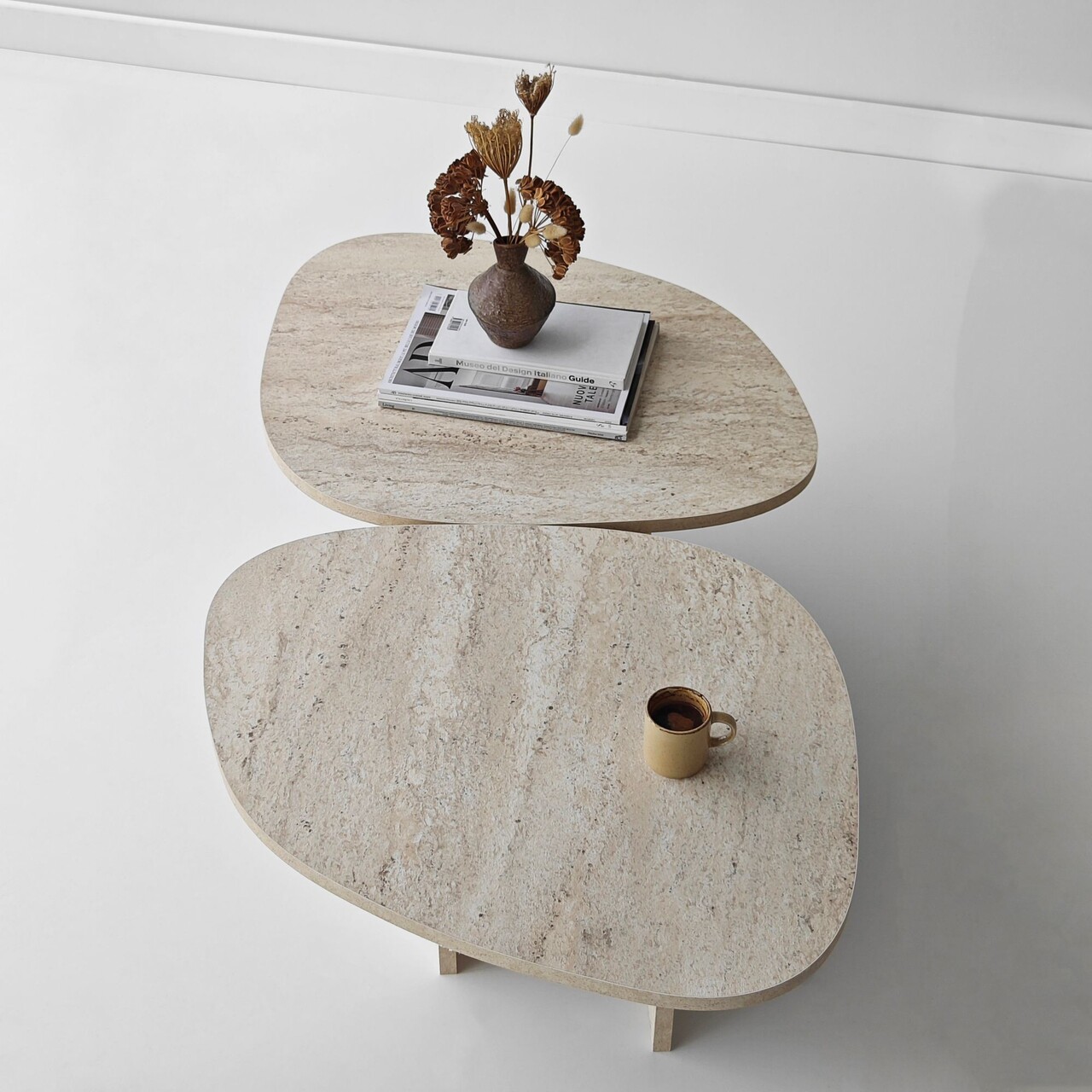 Masuta de cafea, Hanah Home, Stones, 125x38x60 cm, Travertin - view 4