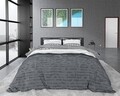 Lenjerie de pat pentru doua persoane, Satin Joan Anthracite, Royal Textile, 3 piese, bumbac satinat, gri