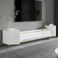 Comoda TV, Inarch, Imaj, 180x45.2x35 cm, PAL, Alb/Auriu