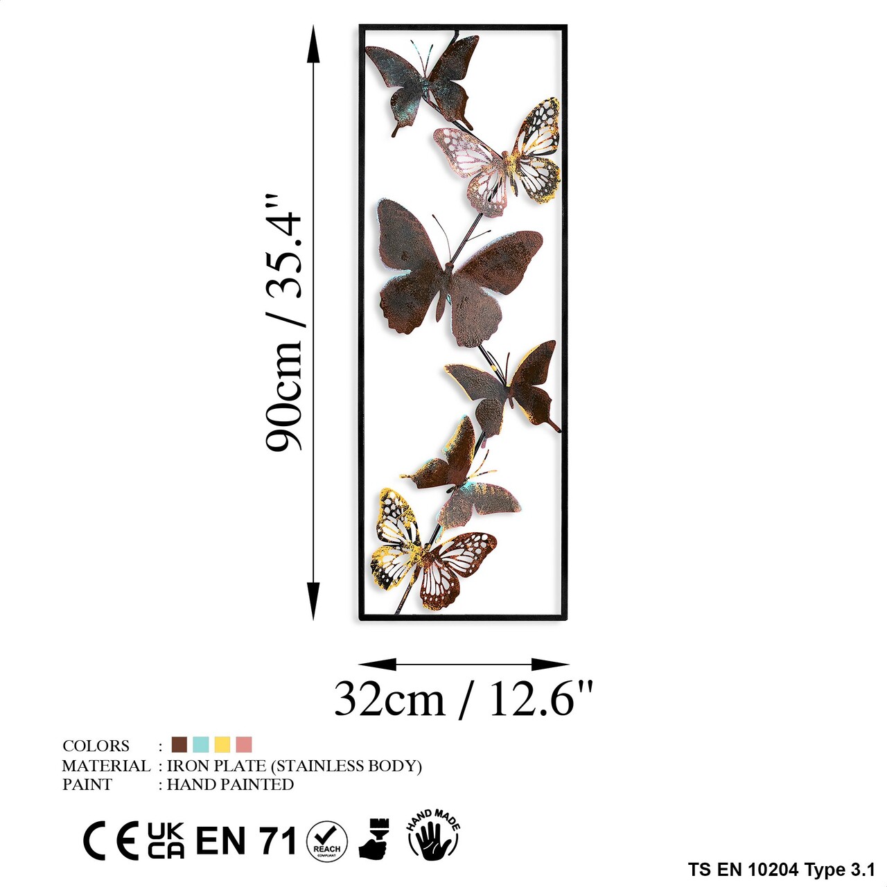 Decoratiune de perete, Tavus 2, Dimensiuni: 32 x 90 x 4 cm, Multicolor - view 7