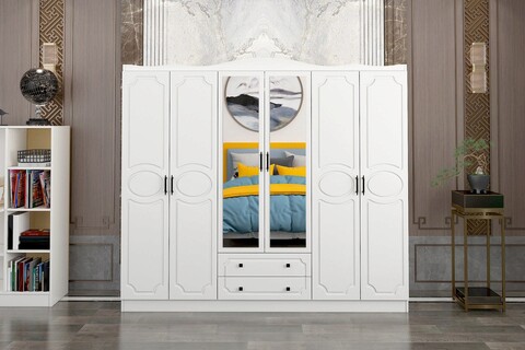 Dulap pentru haine, Glenevis, Mihra 206, 210x186x50 cm, Alb Glenevis