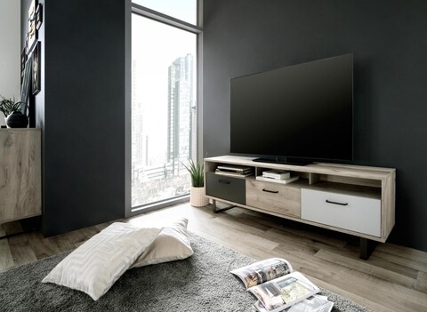 Comoda TV, Finori, Orlando 5, 160 x 53 x 35 cm, PAL/metal, multicolor Finori imagine 2022 by aka-home.ro