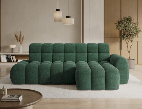 Coltar extensibil stanga 3 locuri ELTAP, Ceedro, 283x165x98 cm, lemn/poliester, verde inchis