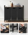 Cos de rufe cu 3 compartimente si raft depozitare, Vasagle, 92.5x33x72 cm, 3x38L, MDF/otel, maro/negru