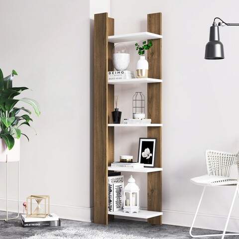 Corp biblioteca, minima, reeta, 45x160x25.6 cm, nuc / alb