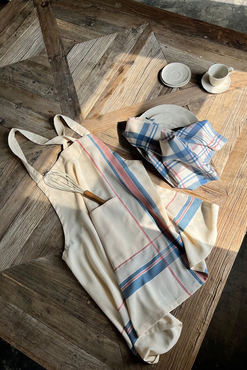 Sort de bucatarie, SX - Kitchen, 626SRT1127, Poliester , Dimensiune: 90 x 80 cm , Bej / Albastru / Roșu