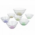 Set 7 boluri, Tognana, sticla, 6 boluri x 11cm, 1 bol x 22 cm, multicolor
