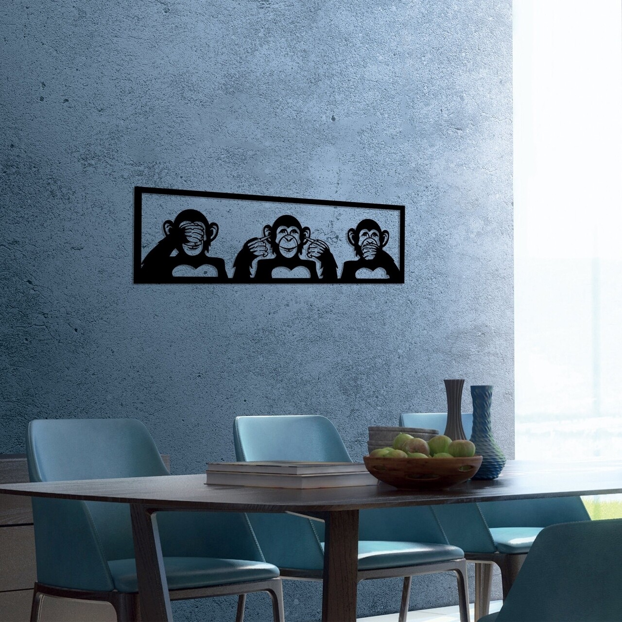 Decoratiune de perete, Three Monkeys - L, Tanelorn, 100x36 cm, metal - 1 | YEO