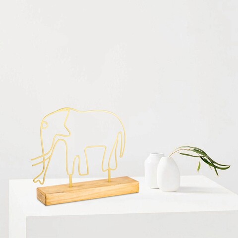 Decoratiune, Elephant, 32x30x4 cm, Metal, Auriu