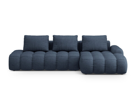Coltar extensibil dreapta 3 locuri, Linz, Cosmopolitan Design, 275x142x84 cm, cotiera stanga, tesatura structurata, albastru inchis