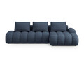Coltar extensibil dreapta 3 locuri, Linz, Cosmopolitan Design, 275x142x84 cm, cotiera stanga, tesatura structurata, albastru inchis