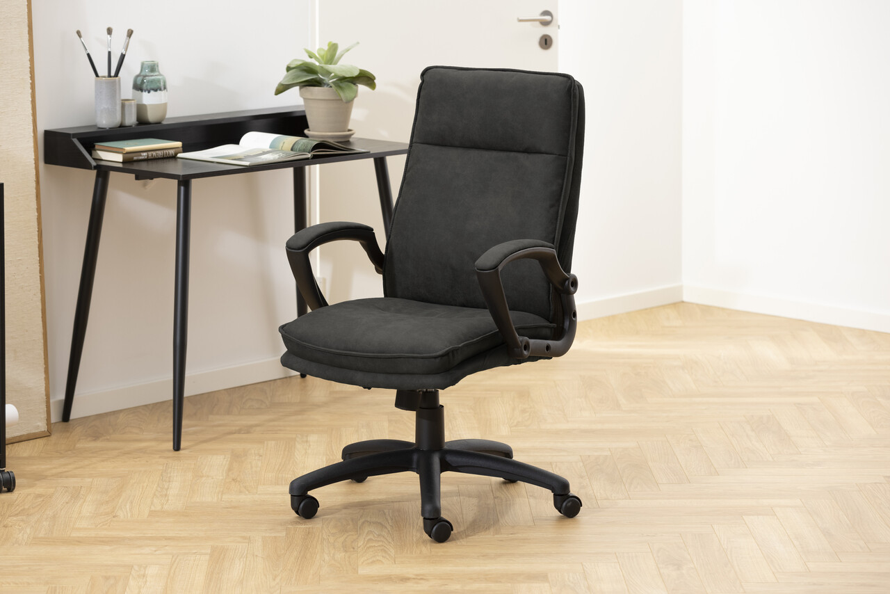Scaun de birou Brad, Actona, 67x69.5x115 cm, rotativ, poliester/nailon, antracit - view 10
