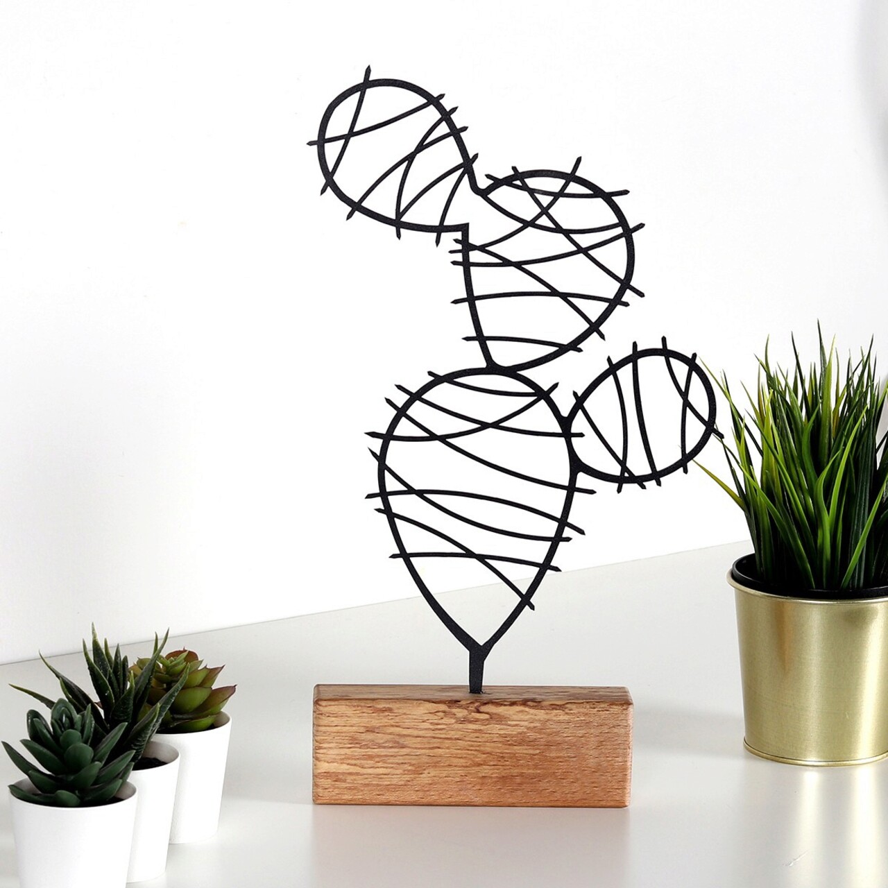 Decoratiune, Cactus Round, 17x40x3.5 cm, Metal, Negru - 2 | YEO