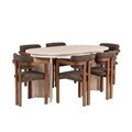 Set masa extensibila si scaune (7 piese), Nordure, Aleria 6, Travertin / Nuc / Maro
