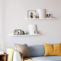 Set 2 rafturi de perete, Songmics, 80 x 10 x 5/2 cm, MDF lucios, alb