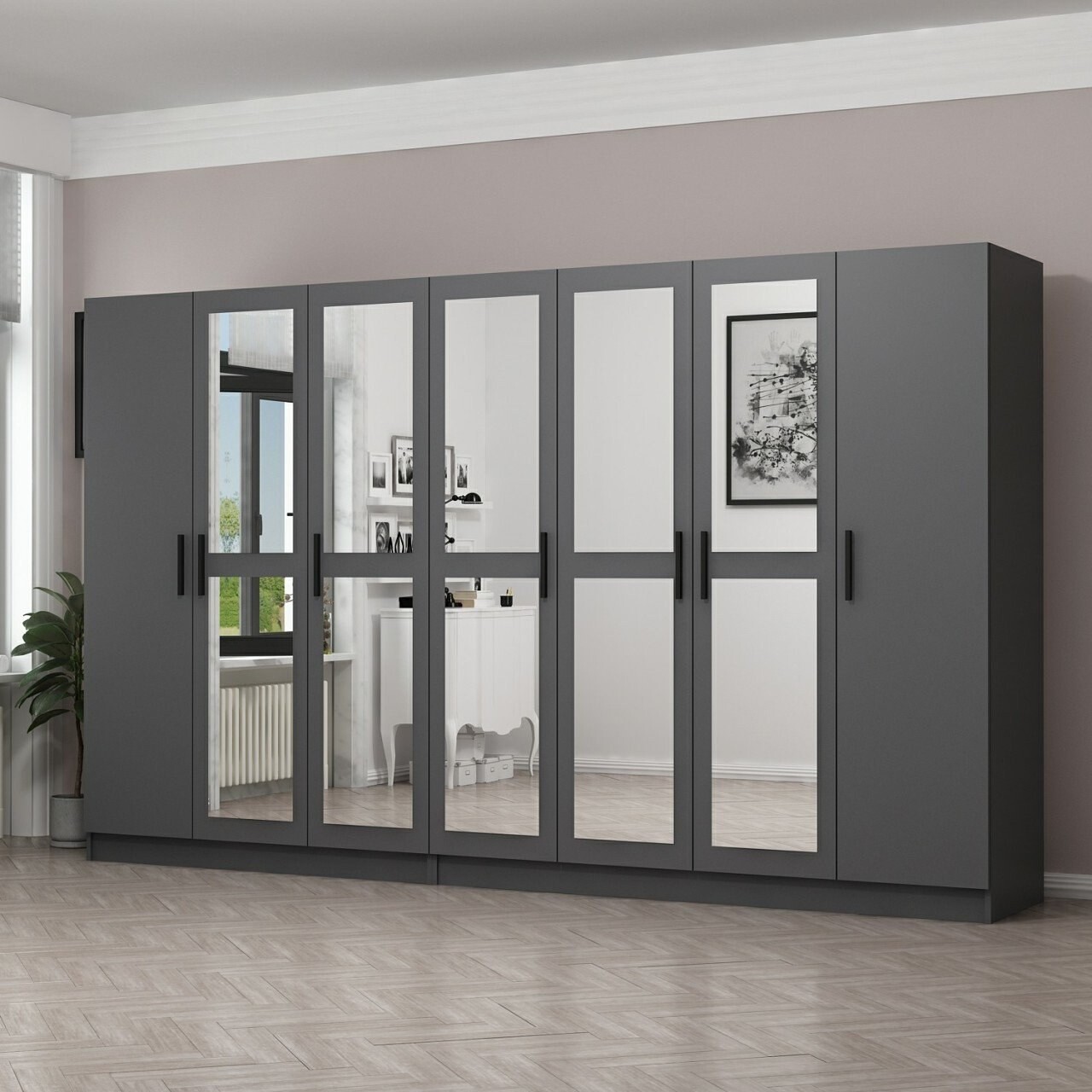 Dulap pentru haine, Minerva, Kale, 315x190x52 cm, PAL, Antracit - 1 | YEO