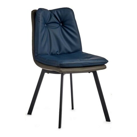 Scaun Button, Gift Decor, 62 x 47 x 85 cm, otel/piele ecologica, albastru albastru
