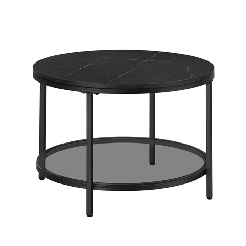 Masuta de cafea, Vasagle, Modern Faux Marble, 65x45 cm, PAL/sticla temperata/otel, negru