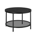 Masuta de cafea, Vasagle, Modern Faux Marble, 65x45 cm, PAL/sticla temperata/otel, negru