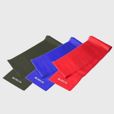 Set 3 benzi elastice 267DLT1240 Mix Tensions, Delta, 120x7.5 cm, latex, negru/albastru/rosu