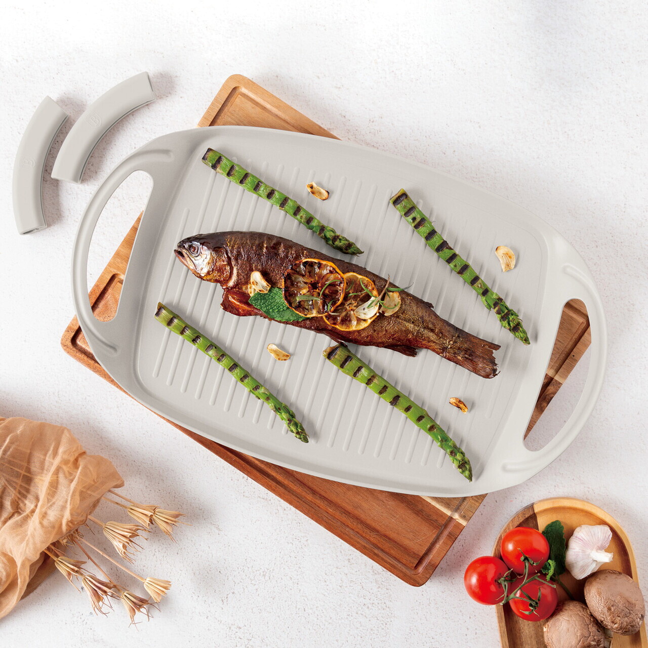Tava grill Berlinger Haus, Sahara, 47x29 cm, aluminiu forjat, crem mat - imagine 8