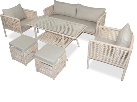 Set mobilier de gradina, jumilla, newyork pouffe, maro deschis
