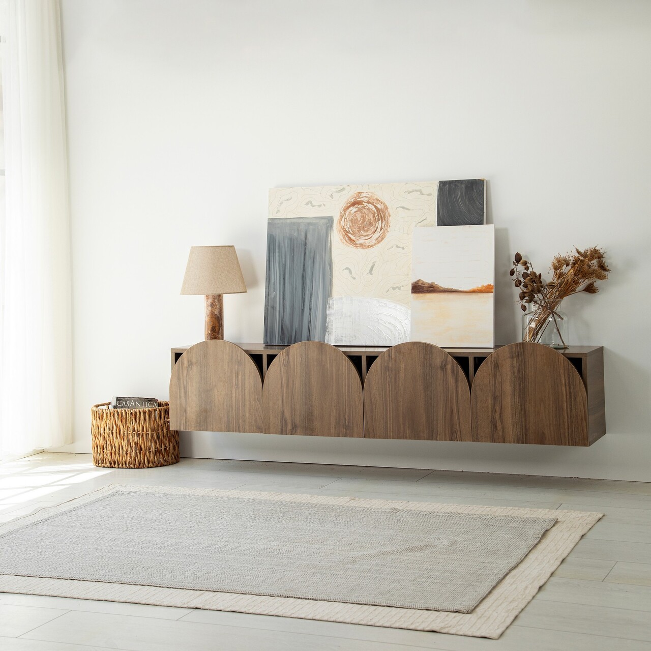 Comoda TV, Neostill, Mesta Walnut, 180x35x35 cm, Cadru: PAL MELAMINAT 100%., Maro - 1 | YEO