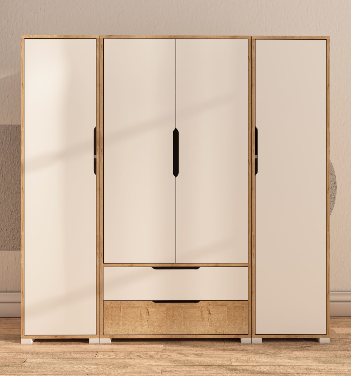 Dulap pentru haine, Hanah Home, Flora 184, 184x183x45 cm, PAL, Alb