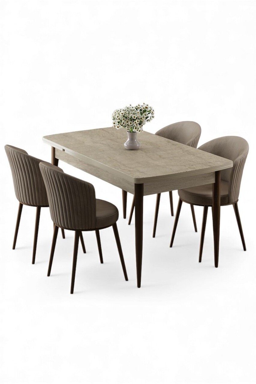Set masa extensibila si scaune, Hanah Home, Asfel, Travertin / Cappuccino - view 2