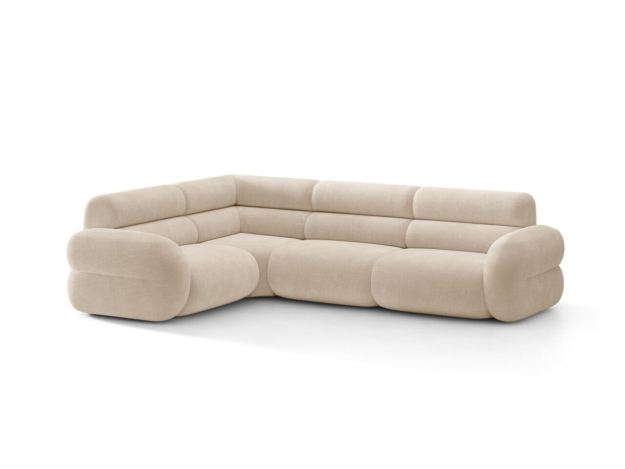 Coltar stanga 5 locuri, Neo, Micadoni Home, 295x210x83 cm, tesatura Chenille, bej deschis — imaginea 6