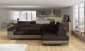 Coltar extensibil dreapta 4 locuri, ELTAP, Anton, 272x203x85 cm, lemn/poliester, maro inchis/maro