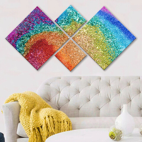 Set 4 tablouri decorative, 4mdf30802260857, mdf, imprimat uv, multicolor