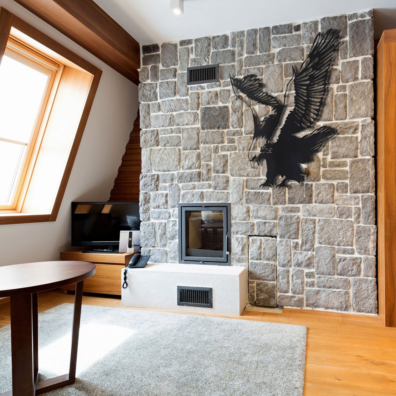 Poze Decoratiune de perete, Eagle, Metal, Dimensiune: 52 x 40 cm, Negru mezoni.ro 